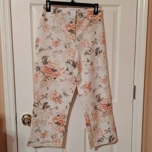 Linen Ankle Pants Demin & Co Small Linen Floral